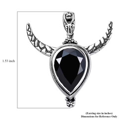Artisan Crafted Black Spinel Bull Head Pendant in Sterling Silver 11.75 ctw