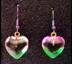 Aurora Stardust Alaska Northern Lights Purple Green Heart Glass Earrings