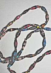One Set Of Three Handmade Paper Beaded Necklaces Recycled Paper, eco-Friendly