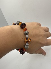 Handmade Artisan Lampwork Glass Bead Bracelet Bali Style Toggle Clasp