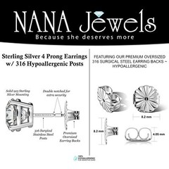 NANA Simulated Stud Earrings Round Sterling Silver Hypoallergenic 0.30-8.00ct