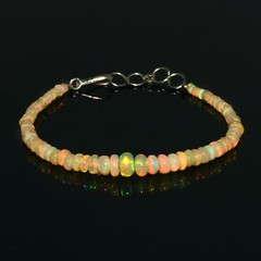 925Sterling Silver Natural Ethiopian Opal Gemstone 3to 6.5mm Beads 7.5″ Bracelet
