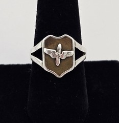 VTG WWII US Army Air Forces Sterling Silver Wings Propeller Shield Ring Size 8