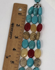 Gemstone Beaded Necklace Sterling Silver Multi Strand – 17 inch Length