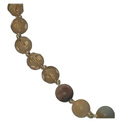 Hand Tied Faceted Glass & Stone Beaded Necklace Beige & Pale Blue Tones 16″-19″