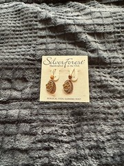 Silver Forest Handcrafted Paw Print Dangle Earrings Gold Bronze Surgical Steel