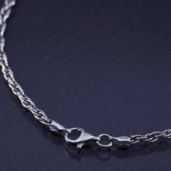 10” 3mm, Italian sterling silver 925 handmade bold rope chain bracelet anklet