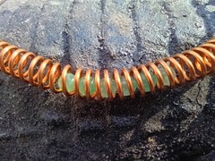 Handmade Copper Wire Necklace With Green Aventurnine Beads 4mm