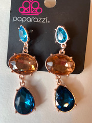Paparazzi Earrings custom fashion jewelry blue and gold