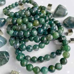 100% Green Agate Beaded GemStone Bracelet for Men and Women