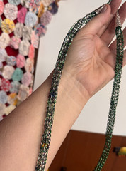 Handmade Viking Knit Necklace Green Tones with Beads Woven Inside