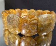 HIGH GRADE NATURAL CORAL FOSSIL BRACELET/ VARIOUS FLOWERS PATTERN