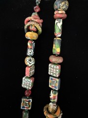 Handmade African Trade Bead Necklace with Toy Bus Accent, 18.25”