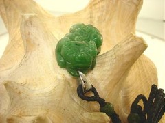 19MM MASTER-CARVED SHISHI ASIAN GUARDIAN LION FOO DOG NEPHRITE JADE NECKLACE #1