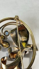 Vintage 12k Gold Filled In Sterling Silver Flower Design Brooch-pin
