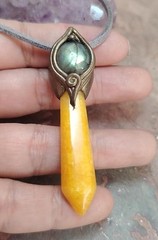 Sunshine, Golden Healer Quartz Necklace Yellow Labradorite Pendant, Joy Jewelry