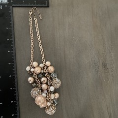 Necklace Earring Set Rose Gold Chain Beaded Cluster Dangle Chunky Statement Y2K