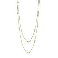 Handmade 14K Yellow Gold Diamond Station Necklace By The Yard 36″ 1.35 Ct