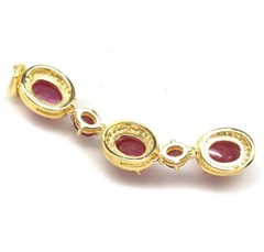Pink Ruby 6x7mm, Zircon PAVE Dangle Earrings And Pendant Set 925 18k Gold Plated