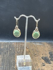 Barse Garden Gate Oval Earrings-Green Jasper- Bronze- NWT