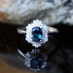 Lab Made London Blue Topaz Ring Solid Sterling Silver 925 , December birthstone