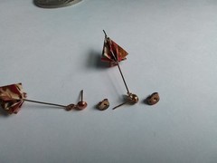 Handcrafted Japanese Origami Paper Umbrella Earrings, Goldtone Metal, Pierced