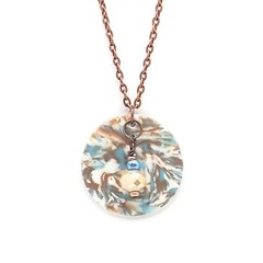 Necklace and Earrings Set – Blue, Brown, Cream and Brass – Unique Polymer Clay