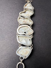 925 Sterling Silver Baroque Freshwater Pearl Bracelet Artisan Toggle 62g