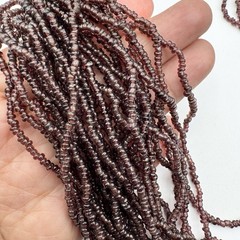 Vintage ARTS & CRAFTS Multistrand Aubergine Glass Bead Horn Clasp Necklace 22″