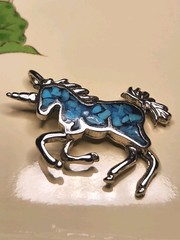 Crushed Turqoise Unicorn InLay Pendant