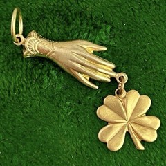 Lucky Clover Charm Necklace Pendant Vintage Victorian Style Hand Brass Jewelry