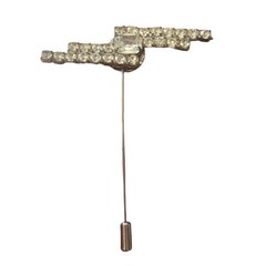 Art Deco Rhinestone Bar Stick Pin Upcycled Gatsby Geometric Crystal Lapel