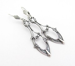 Art Deco Earrings Art Nouveau Antiqued Silver Plated Bridesmaid Bridal Wedding