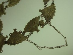 ANTIQUE 1920’S ART DECO SILVER & GOLD JAPANESE FAN NECKLACE & BRACELET SET!