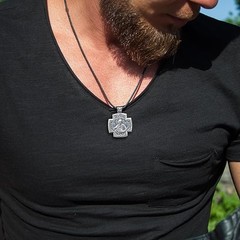 Double-Sided Orthodox Cross Pendant – 925 Sterling Silver – Christian Icon Cross