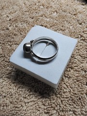 Lovely Amethyst Ring. Bezel Set In Handmade Rhodium Plated Mounting. Size 5