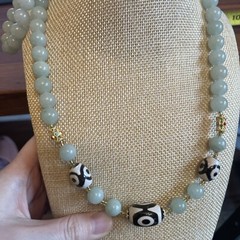 Tibetan Agate Dzi bead necklace 已開光三眼天珠 舍太翠
