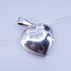 Vintage sterling silver heart charm pendant, 925 photo locket with marcasite