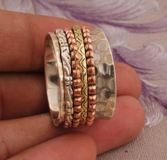 Solid 925 Silver Copper Brass Minimalist Healing Ring Handmade Unisex Thumb Ring