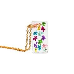 Floral Pendant Necklace, Resin Pendant with Multicoloured Queen Anne’s Lace
