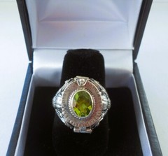 Handmade Sterling Silver Peridot Poison Ring – Sizes 6-7-8-9-10