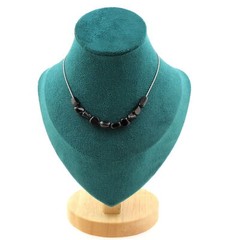 Necklace 10 beads Hypersthene from Egypt. Stainless steel chain Women necklace