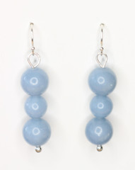 Angelite Earrings Blue 8mm & 10mm Ball Gemstone .925 Sterling Silver 1 3/4″