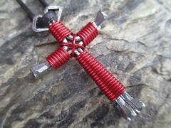 NECKLACE CROSS HORSESHOE NAIL (10 PACK mix colors) VBS, youth group adjustable