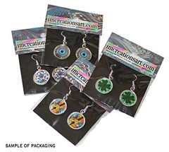 Pretty Pink Floral Style – Handmade Resin Dangling Earrings 16mm Round