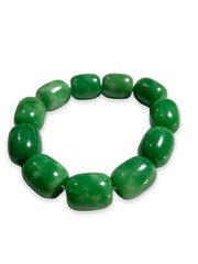 Emerald Green Jade Beaded Stretch Bracelet Chunky Good Luck Prosperity Health
