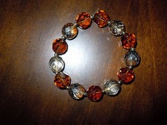 Brown And Gold Glass Beaded Bracelet