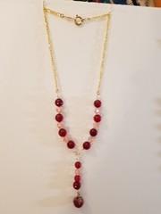 Artisan Medieval Princess Styled Undrilled focal Red,Pink Preciosa, Red Quartz