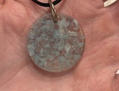 Handmade Aquamarine Pendant Healing Necklace W/black Cord Boho Spiritual Gift