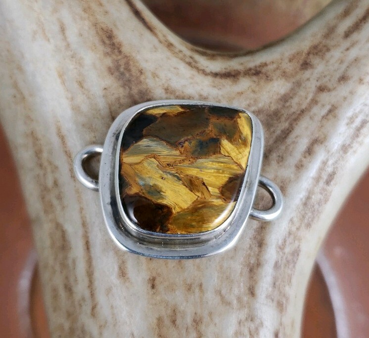 Tabra Pietersite Sterling Connector Charm signed